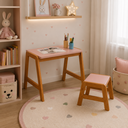 Ver imagem 1 de Conjunto Infantil Mesa Banquinho Resistente Pés Madeira Tampo Assento MDF Rosê