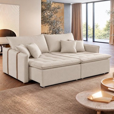 Sofá Cama em Madeira Eucalipto 180cm Detroid Yescasa