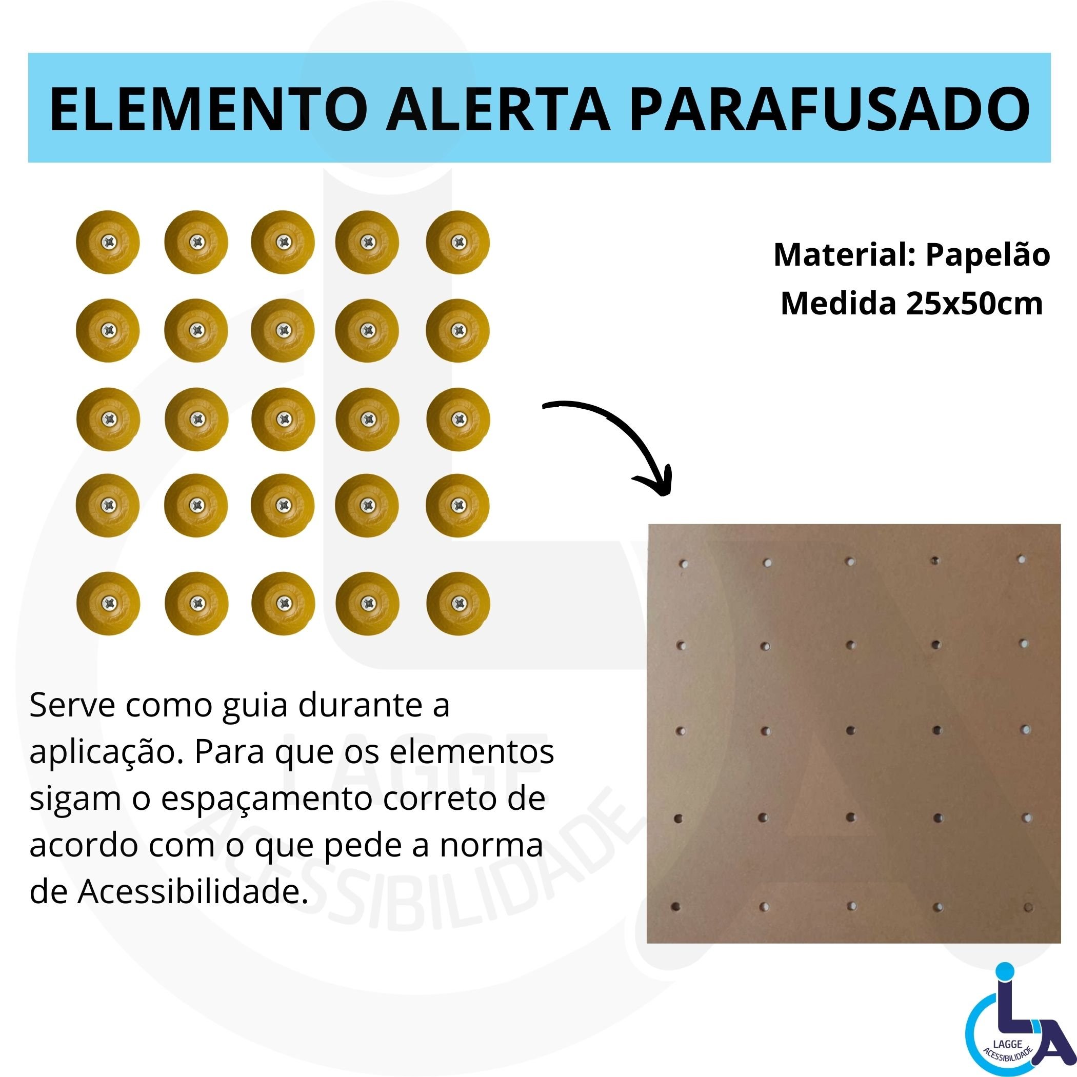 Elemento Tátil Alerta Pvc Parafusado Amarelo - 3