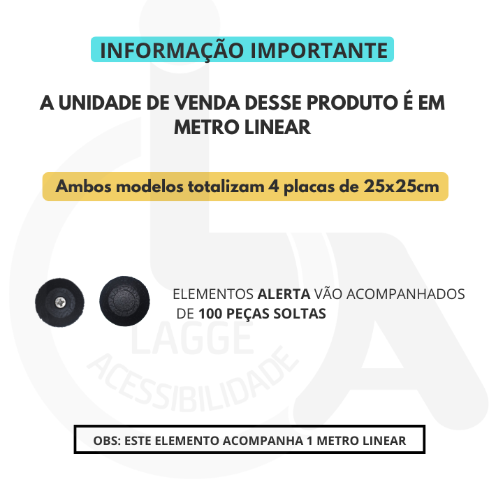 Elemento Tátil Alerta Pvc Parafusado Amarelo - 7