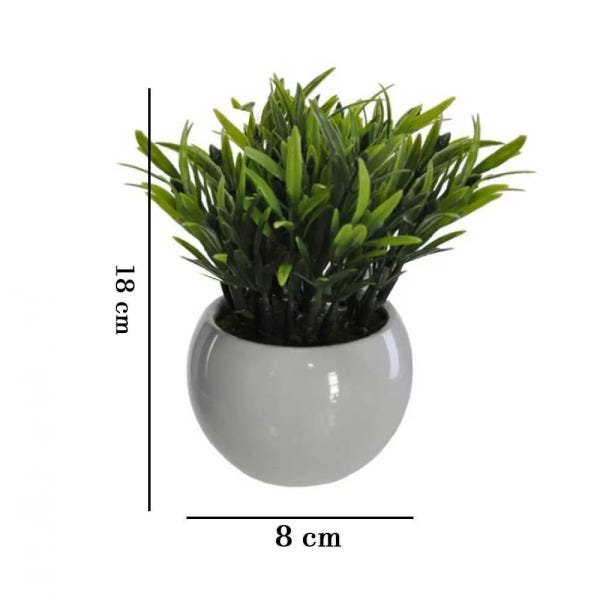 Vaso Decorativo Branco Planta Podocarpus Verde 18 cm - D'rossi - 2