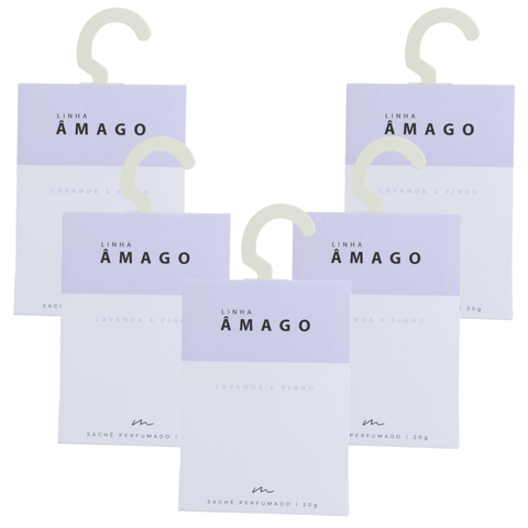 Kit 5 Sachês Perfumados Premium 20g Aromatizador Lavanda Amadeirado