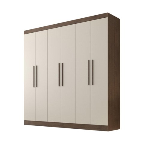Guarda Roupa Casal 6 Portas 4 Gavetas Belém 15mm - Valverde: New Canion/off White
