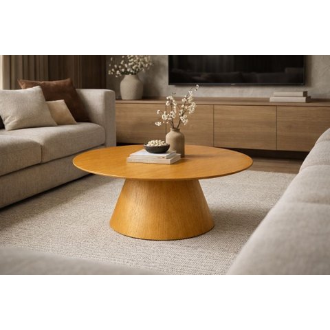 Mesa de Centro em Lâmina Natural 90cm Design Contemporâneo Desirée Oona Design Mel