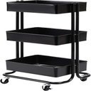 Ver imagem 4 de Carrinho Organizador Multiuso 3 Prateleiras Aço Carbono com Rodízios para Sala e Quarto Preto