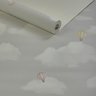 Papel de Parede Infantil Importado Vinílico Lavável Cinza com Nuvens Brancas e Balões Coloridos - 1