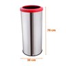 Lixeira Inox Com Aro Plástico 50 Litros Lixo Reciclável Cozinha - Vermelho - 2