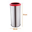 Ver imagem 2 de Lixeira Inox Com Aro Plástico 50 Litros Lixo Reciclável Cozinha - Vermelho