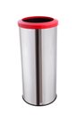 Ver imagem 1 de Lixeira Inox Com Aro Plástico 50 Litros Lixo Reciclável Cozinha - Vermelho