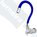 Ver imagem 2 de Torneira de Cozinha Parede Bica Flexível Silicone e Inox Azul Saída Lateral 1/4 de Volta C66