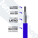 Ver imagem 4 de Torneira de Cozinha Parede Bica Flexível Silicone e Inox Azul Saída Lateral 1/4 de Volta C66