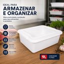 Ver imagem 3 de Bandeja Branca Acougue com Tampa 9 Litros Empilhavel Caixa Padaria Casa Multiuso 9L Organizador Plas