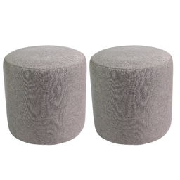 Kit 02 Puffs Decorativos Redondos para Sala Linho Palha Perse  - 1