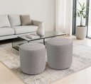 Ver imagem 1 de Kit 02 Puff Perse Decorativo Tecido Linho Banqueta Redondo