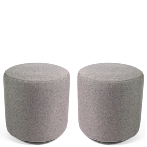 Kit 02 Puff Perse Decorativo Tecido Linho Banqueta Redondo