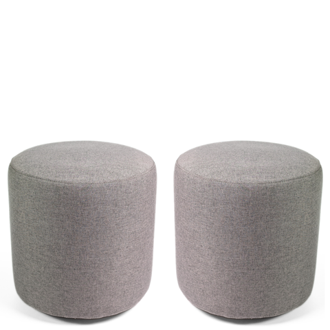 Kit 02 Puff Perse Decorativo Tecido Linho Banqueta Redondo