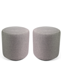 Ver imagem 2 de Kit 02 Puff Perse Decorativo Tecido Linho Banqueta Redondo