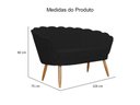 Ver imagem 2 de Kit Namoradeira + 2 Poltronas Decorativa Pétala Suede Preto Pés Madeira Mz Decor
