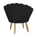 Ver imagem 3 de Kit Namoradeira + 2 Poltronas Decorativa Pétala Suede Preto Pés Madeira Mz Decor