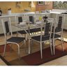 Conjunto Sala de Jantar Mesa Tampo de Vidro Retangular Loire e 6 Cadeiras Florença Crome - 1