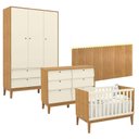 Ver imagem 1 de Quarto de Bebê Unique 3 Portas com Cômoda 6 Gavetas e Painel Farm com Led Freijó Off White Eco Wood 