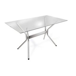 Conjunto Sala de Jantar Mesa Tampo de Vidro Retangular Loire e 6 Cadeiras Portugal Crome - 2 Conjunto Sala de Jantar Mesa Tampo de Vidro Retangular Loire e 6 Cadeiras Portugal Crome - 2