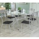 Ver imagem 1 de Conjunto Sala de Jantar Mesa Tampo de Vidro Retangular Loire e 6 Cadeiras Portugal Crome