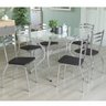 Conjunto Sala de Jantar Mesa Tampo de Vidro Retangular Loire e 6 Cadeiras Portugal Crome - 1