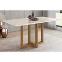 Ver imagem 1 de Mesa para Cozinha Natalí SC70 + Tampo Madeirado Vidro Reto 160x90cm Nature/Off White - Henn