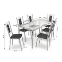 Ver imagem 4 de Conjunto Mesa de Jantar com Vidro Reno e 6 Cadeiras Estofadas Florença Cromado/Preto