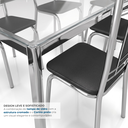 Ver imagem 6 de Conjunto Mesa de Jantar com Vidro Reno e 6 Cadeiras Estofadas Florença Cromado/Preto