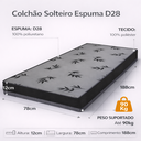 Ver imagem 2 de Colchão Solteiro Espuma D28 Liso 188x78x12cm Antialérgico