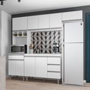 Ver imagem 2 de Cozinha Modulada 5 Peças com Tampo 241cm 10 Portas 4 Gavetas Andréia Branco - AJL Móveis