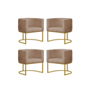 Ver imagem 1 de Kit 4 Poltronas Reforçada Decorativa Sala Estar Jantar Gabriela Base Ferro Dourado Suede Capuccino