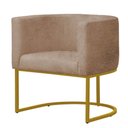 Ver imagem 3 de Kit 4 Poltronas Reforçada Decorativa Sala Estar Jantar Gabriela Base Ferro Dourado Suede Capuccino