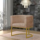 Ver imagem 2 de Kit 4 Poltronas Reforçada Decorativa Sala Estar Jantar Gabriela Base Ferro Dourado Suede Capuccino