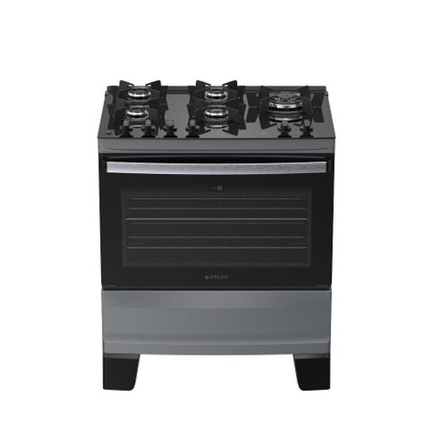 Fogão de Piso 5 Bocas Atlas Agile Up Glass Tc Vidro Temperado Automático Titânio Bivolt