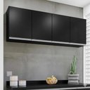 Ver imagem 3 de Armario Aereo 4 Portas Bp Lavinia 160 Cm Preto Eratto Moveis