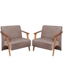 Ver imagem 1 de Poltrona Namoradeira Venus Braço Madeira Maciça Suede Unidecor Cappuccino