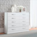 Ver imagem 1 de Cômoda para Quarto 10 Gavetas MDP Branco 117 x 92 cm - Prime