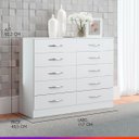 Ver imagem 2 de Cômoda para Quarto 10 Gavetas MDP Branco 117 x 92 cm - Prime