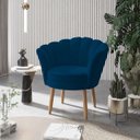 Ver imagem 1 de Poltrona Decorativa Pétala Luxo Veludo Azul Marinho Pés Palito - Visan Estofados