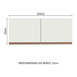 Armário de Cozinha Aéreo 120 x 50 cm 2 Portas Branco Reims Madesa - 3