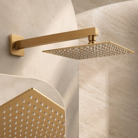 Ducha Chuveiro Articulado Dourado Escovado Aço Inox 304 Luxo
