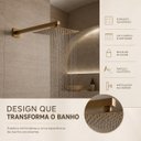 Ver imagem 4 de Ducha Chuveiro Articulado Dourado Escovado Aço Inox 304 Luxo