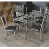 Conjunto Sala de Jantar Mesa Tampo de Vidro Reno e 6 Cadeiras Florença Crome  - 1