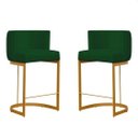 Ver imagem 2 de Banquetas com Base Dourada Veludo Verde