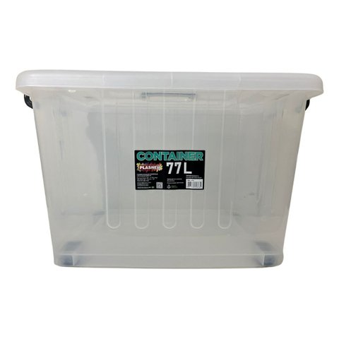 Caixa Organizador Container com Roda e Alça 77 Lt Transparente Plasnew