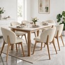 Ver imagem 2 de Kit 06 Cadeiras de Jantar e Estar Living Estofada Mia L02 Linho Palha - Lyam Decor