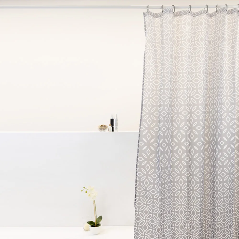 Cortina de Box Banheiro Poliéster 198x180cm Degrade Cinza Uzoo
